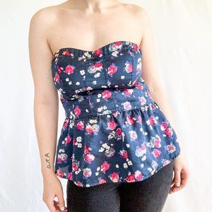 ✨ STRAPLESS FLORAL BABYDOLL TOP ✨